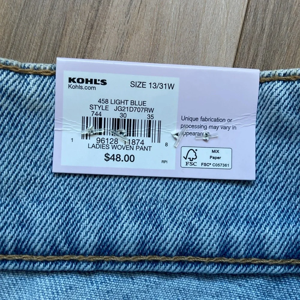 So Super high rise straight woven denim jean pant quilted design waistband 13/31 - Picture 8 of 16